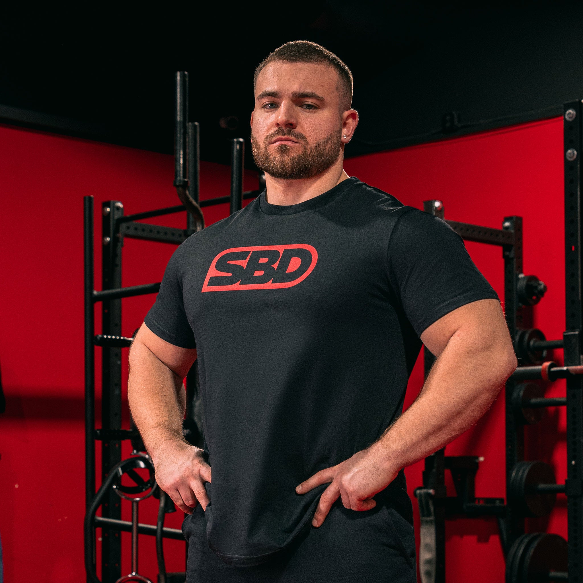 SBD Brand T-Shirt schwarz mit Logo rot